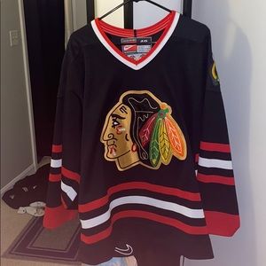 Authentic black hawks practice jersey